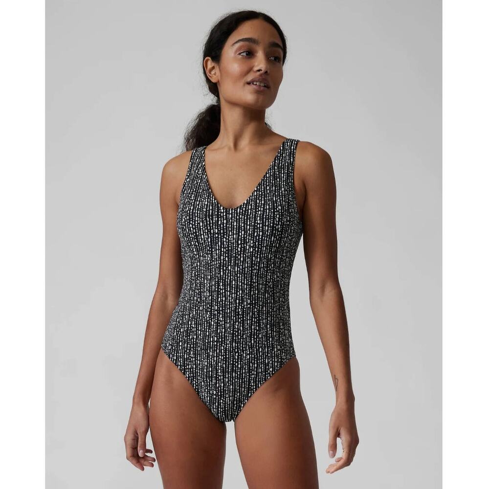NWT Athleta Seychelles one piece swimsuit - MEDIUM TALL - rice pearls black - MT